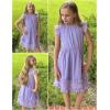 Arshiner Girls Summer Dresses Ruffle Sleeve A-Line Sundress Casual Elegant Dresses(Light Purple)