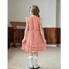 Arshiner Girls Summer Dresses Ruffle Sleeve A-Line Sundress Casual Elegant Dresses(Pink)