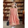 Arshiner Girls Summer Dresses Ruffle Sleeve A-Line Sundress Casual Elegant Dresses(Pink)