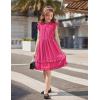 Arshiner Girls Summer Dresses Ruffle Sleeve A-Line Sundress Casual Elegant Dresses(Rose Red)