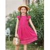 Arshiner Girls Summer Dresses Ruffle Sleeve A-Line Sundress Casual Elegant Dresses(Rose Red)