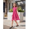 Arshiner Girls Summer Dresses Ruffle Sleeve A-Line Sundress Casual Elegant Dresses(Rose Red)