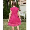 Arshiner Girls Summer Dresses Ruffle Sleeve A-Line Sundress Casual Elegant Dresses(Rose Red)