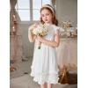 Arshiner Girls Summer Dresses Ruffle Sleeve A-Line Sundress Casual Elegant Dresses(White)