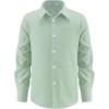 Arshiner Boys Long Sleeve Dress Shirt Button Down Shirt School Uniform Formal Shirt with Chest Pocket Size 5-12 Years(Light Green)