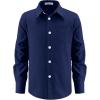 Arshiner Boys Long Sleeve Dress Shirt Button Down Shirt School Uniform Formal Shirt with Chest Pocket Size 5-12 Years(Navy Blue)