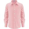 Arshiner Boys Long Sleeve Dress Shirt Button Down Shirt School Uniform Formal Shirt with Chest Pocket Size 5-12 Years(Pink)