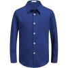 Arshiner Boys Long Sleeve Dress Shirt Button Down Shirts Formal School Uniform Shirt Size 5-12 Years(Deep Blue)