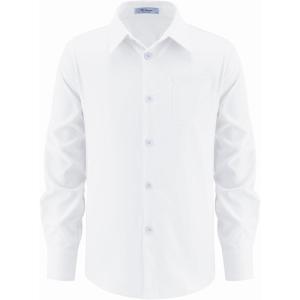 Arshiner Boys Long Sleeve Dress Shirt Button Down Shirt School Uniform Formal Shirt with Chest Pocket Size 5-12 Years(White)