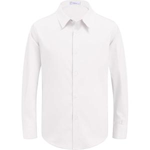Arshiner Boys Long Sleeve Dress Shirt Button Down Shirts Formal School Uniform Shirt Size 5-12 Years(White)
