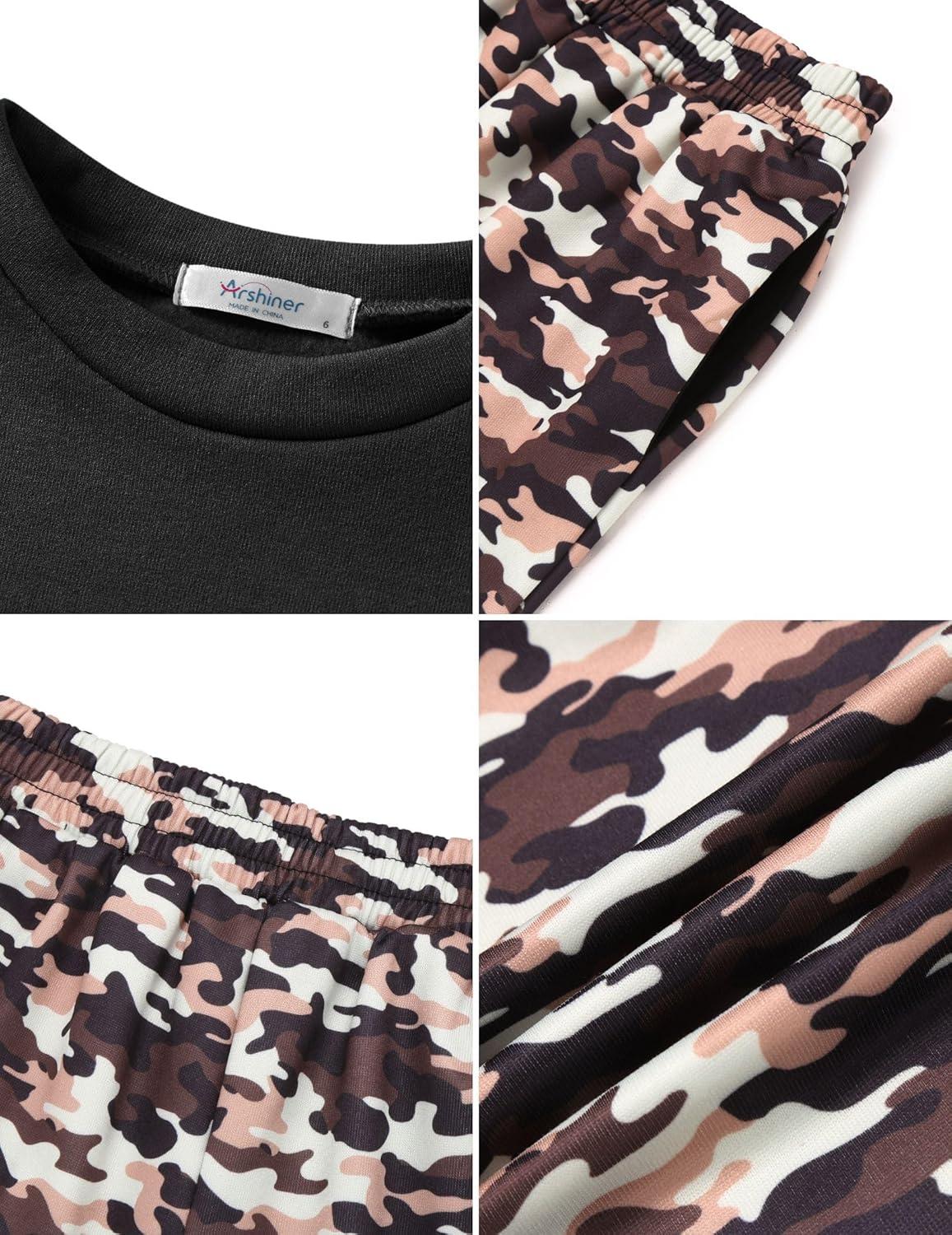 image:imageArshiner Boys Fleece Colorblock Sweatshirt amp Pants Outfit Set Fall Winter Clothes Toddler to Big Kid Sizes 212 YearsBlack Army Camo