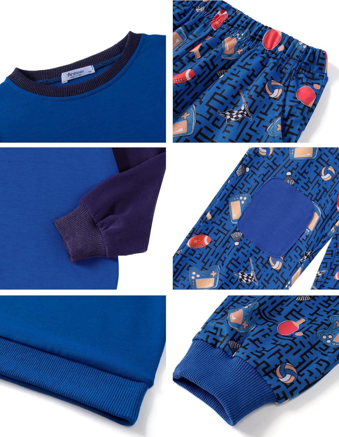 image:imageArshiner Boys Pant Sets Long Sleeve Shirts and Pants Crewneck Sweatshirt for Fall Winter2T 89Blue Blue