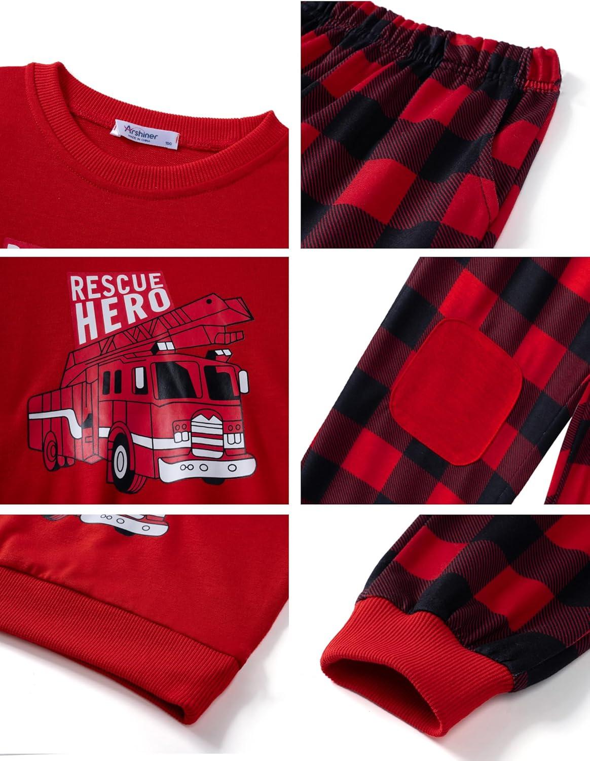 image:imageArshiner Boys Pant Sets Long Sleeve Shirts and Pants Crewneck Sweatshirt for Fall Winter2T 89Red Black
