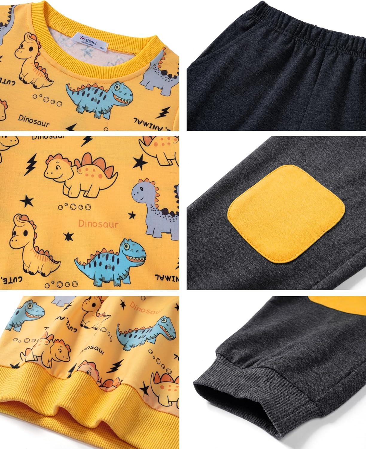 image:imageArshiner Boys Pant Sets Long Sleeve Shirts and Pants Crewneck Sweatshirt for Fall Winter2T 89Yellow Grey