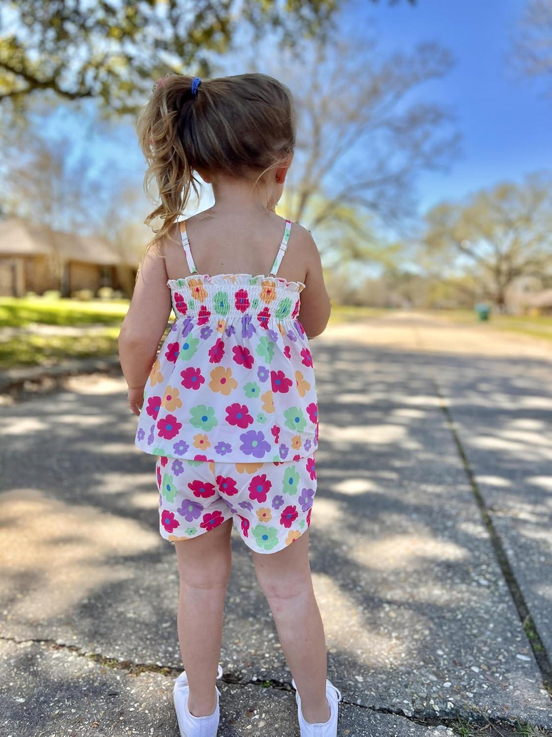 image:imageArshiner Toddler Baby Girls Summer Clothes 2 Piece Outfits Ruffle Hem Camisole amp Shorts Set with Pockets Cute Tracksuit 28YColor