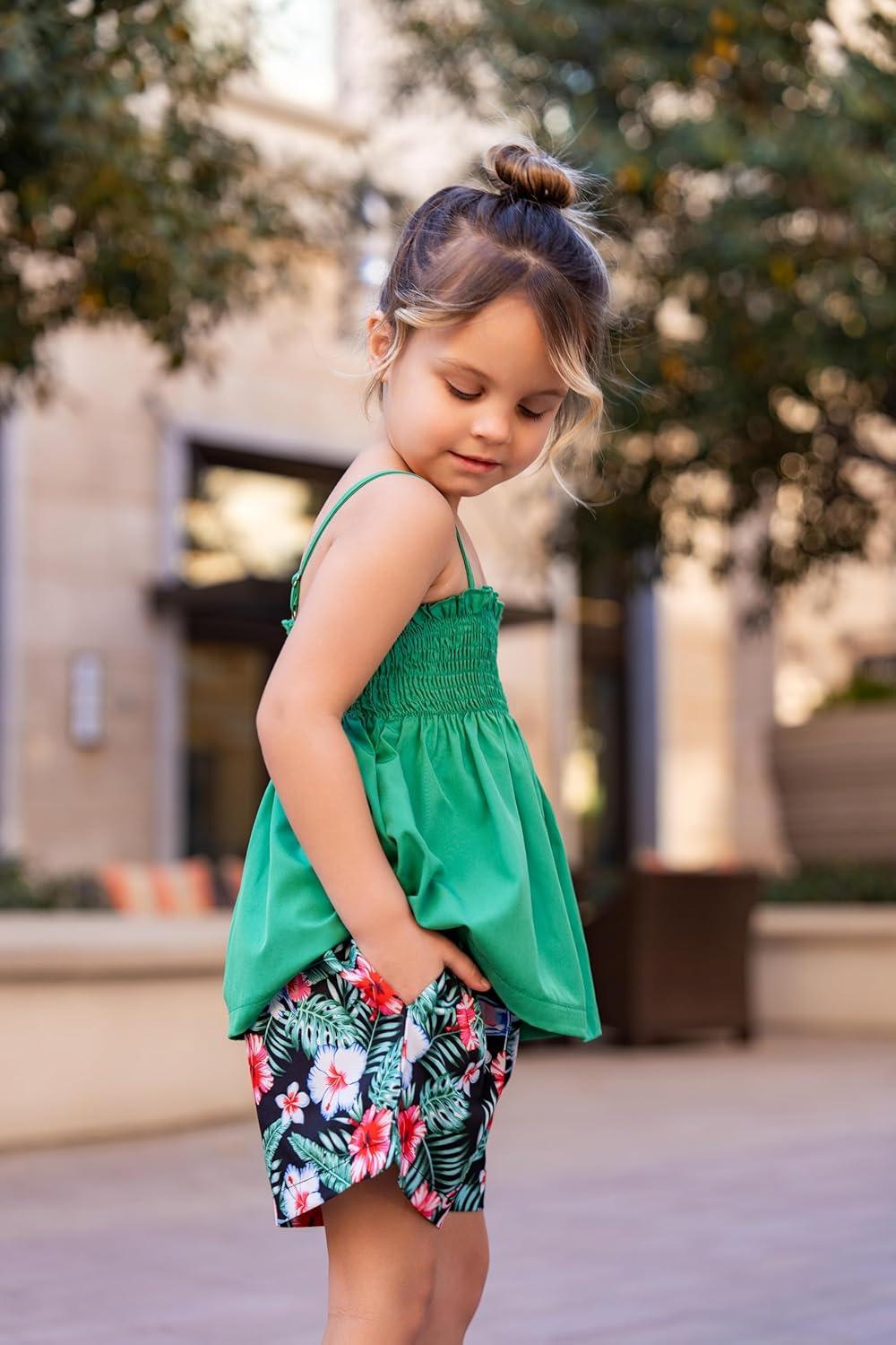 image:imageArshiner Toddler Baby Girls Summer Clothes 2 Piece Outfits Ruffle Hem Camisole amp Shorts Set with Pockets Cute Tracksuit 28YGreen