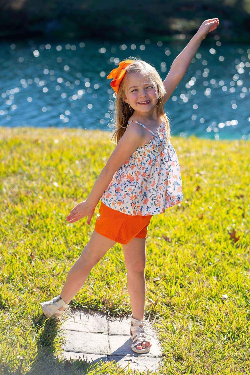 image:imageArshiner Toddler Baby Girls Summer Clothes 2 Piece Outfits Ruffle Hem Camisole amp Shorts Set with Pockets Cute Tracksuit 28YOrange