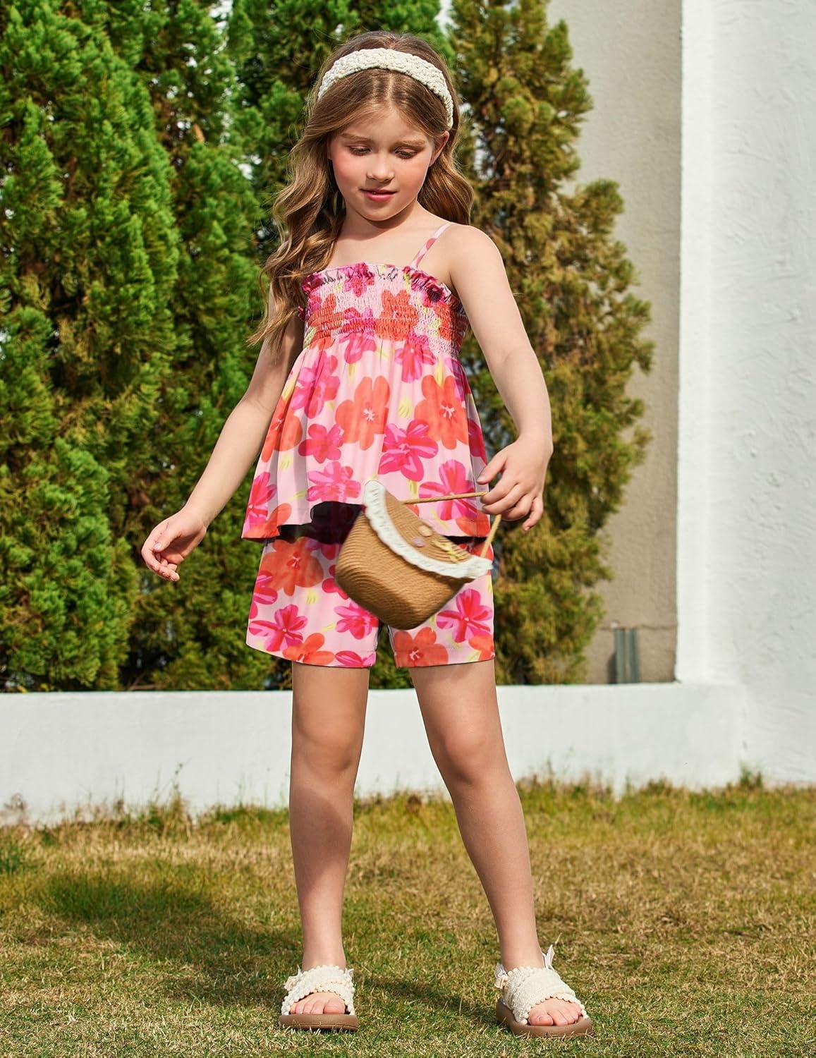image:imageArshiner Toddler Baby Girls Summer Clothes 2 Piece Outfits Ruffle Hem Camisole amp Shorts Set with Pockets Cute Tracksuit 28YPurple