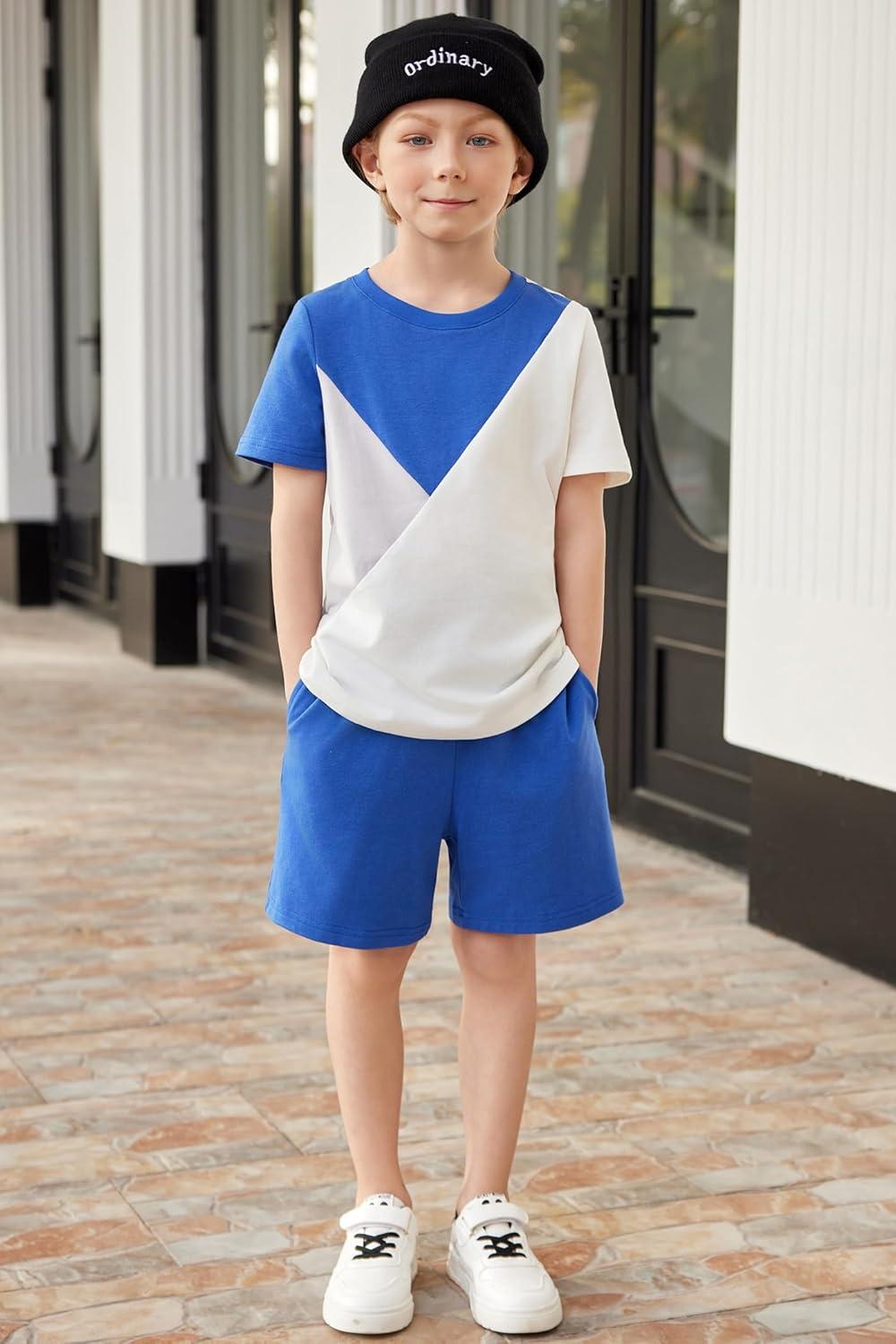 image:imageArshiner Toddler Boy Summer Clothes Outfits Kids Colorblock Short Sleeve Tshirt Shorts Set 27 YearsRoyal Blue