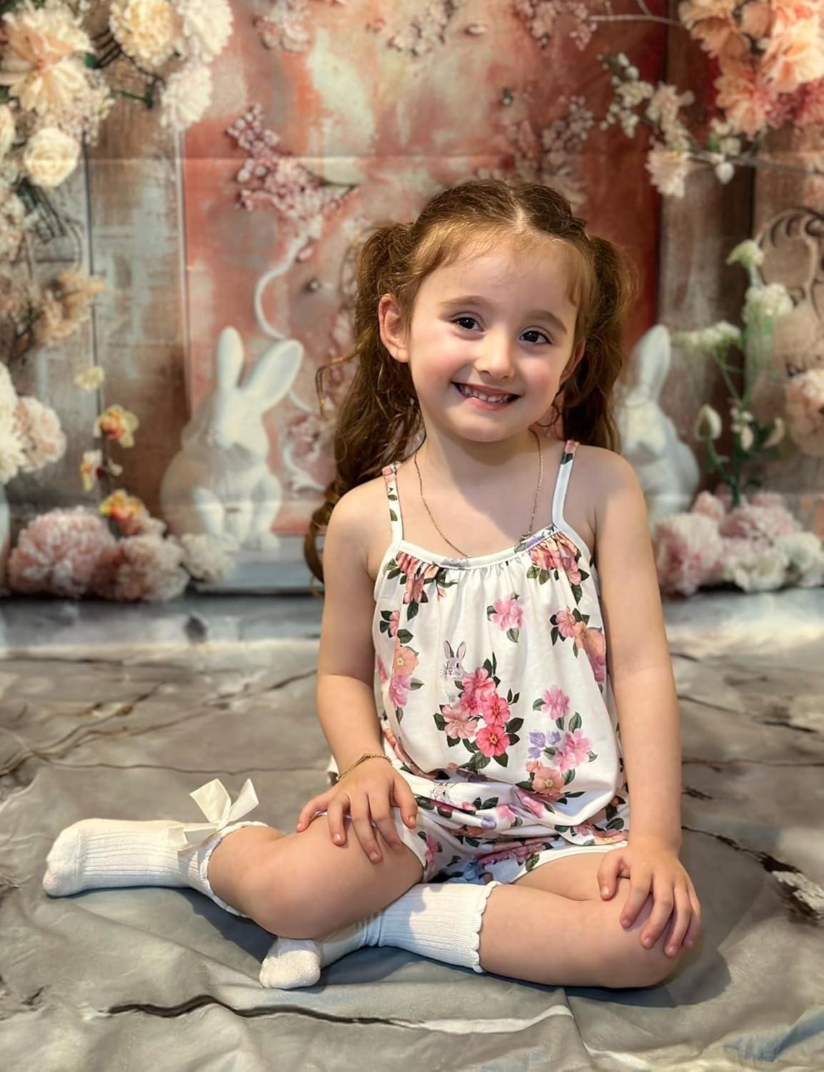 image:imageArshiner Toddler Girl Summer Clothes 2 Piece Loose Spaghetti Strap Tank Top and Short Set Kids Clothing Sets with PocketsPatten 01