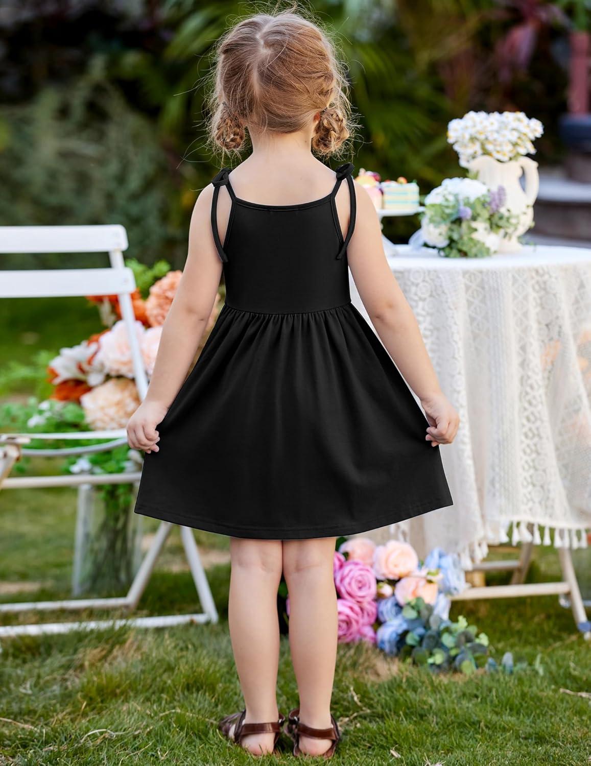 image:imageArshiner Toddler Summer Dress Little Girls Sleeveless Bowknot Sundress Casual Beach Party Dresses with PocketBlack