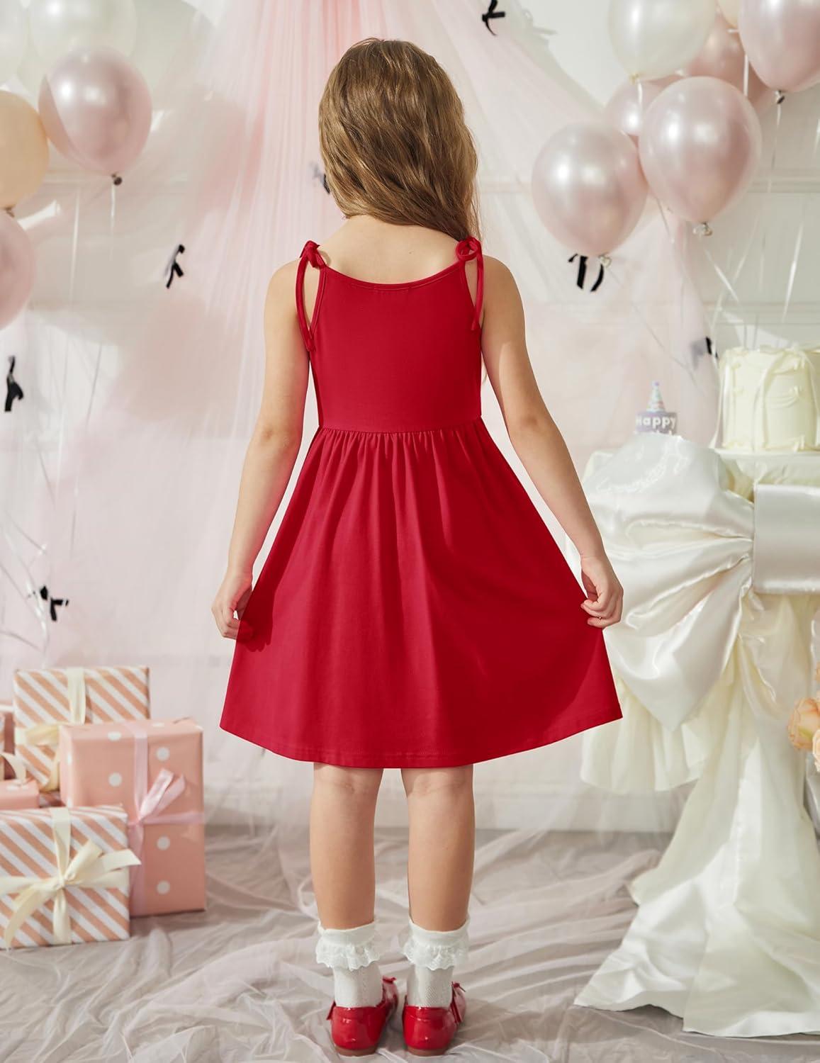 image:imageArshiner Toddler Summer Dress Little Girls Sleeveless Bowknot Sundress Casual Beach Party Dresses with PocketRed