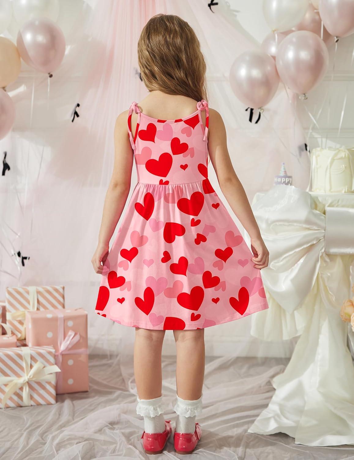 image:imageArshiner Toddler Summer Dress Little Girls Sleeveless Bowknot Sundress Casual Beach Party Dresses with PocketRed Heart