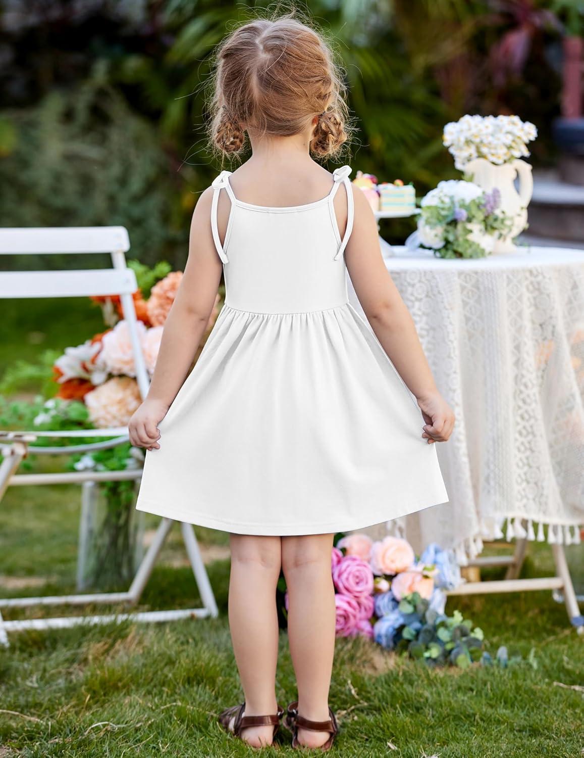 image:imageArshiner Toddler Summer Dress Little Girls Sleeveless Bowknot Sundress Casual Beach Party Dresses with PocketWhite