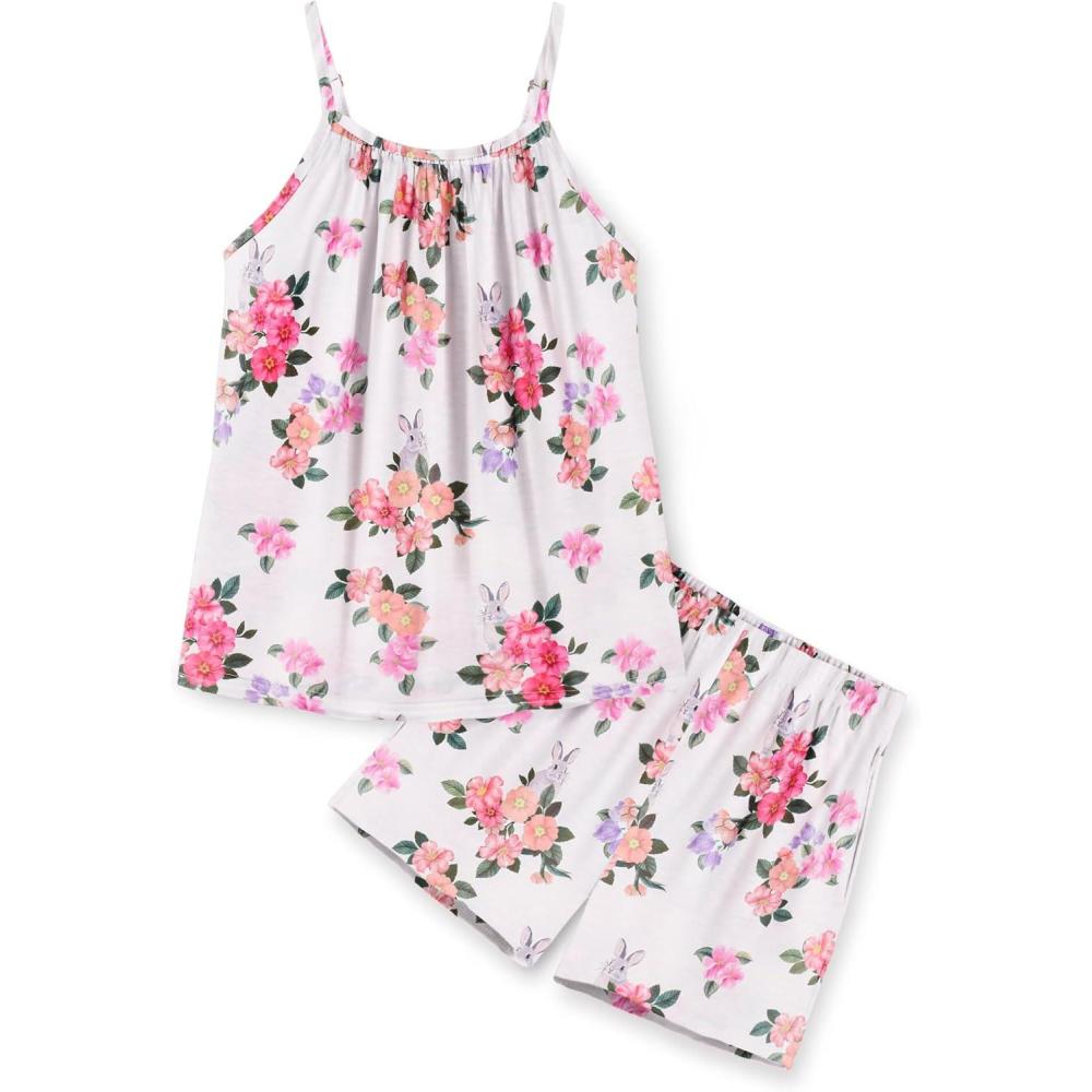 image:imageArshiner Toddler Girl Summer Clothes 2 Piece Loose Spaghetti Strap Tank Top and Short Set Kids Clothing Sets with PocketsPatten 01