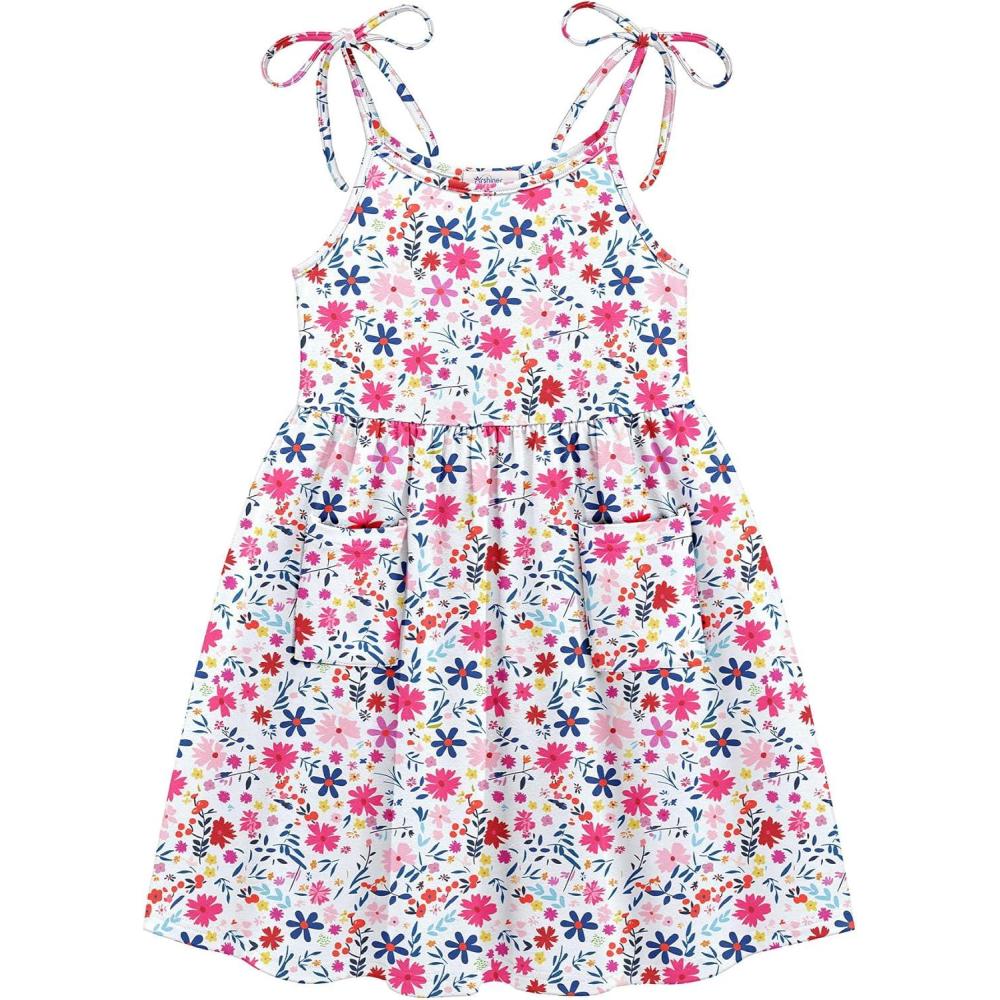 image:imageArshiner Toddler Summer Dress Little Girls Sleeveless Bowknot Sundress Casual Beach Party Dresses with PocketPink Floral