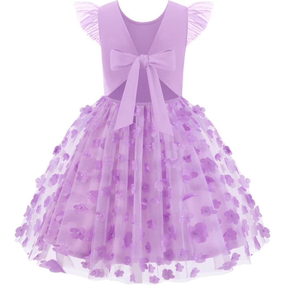image:imageArshiner Toddler Tutu Dress Little Girls Summer Tulle Backless Party Birthday Cotton Dresses 26YPurple Flower