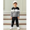 Arshiner Boys Clothes Color Block Sweatshirt & Casual Pants 2Pcs Fall Winter Outfits Set for Kids 2-12 Years(Black & Gray)