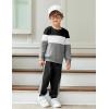 Arshiner Boys Clothes Color Block Sweatshirt & Casual Pants 2Pcs Fall Winter Outfits Set for Kids 2-12 Years(Black & Gray)