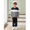 Arshiner Boys Clothes Color Block Sweatshirt & Casual Pants 2Pcs Fall Winter Outfits Set for Kids 2-12 Years(Black & Gray)