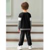 Arshiner Boys Clothes Color Block Sweatshirt & Casual Pants 2Pcs Fall Winter Outfits Set for Kids 2-12 Years(Black & Gray)