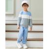 Arshiner Boys Clothes Color Block Sweatshirt & Casual Pants 2Pcs Fall Winter Outfits Set for Kids 2-12 Years(Blue & White Stripe)