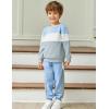 Arshiner Boys Clothes Color Block Sweatshirt & Casual Pants 2Pcs Fall Winter Outfits Set for Kids 2-12 Years(Blue & White Stripe)
