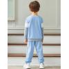 Arshiner Boys Clothes Color Block Sweatshirt & Casual Pants 2Pcs Fall Winter Outfits Set for Kids 2-12 Years(Blue & White Stripe)