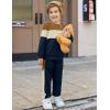 Arshiner Boys Clothes Color Block Sweatshirt & Casual Pants 2Pcs Fall Winter Outfits Set for Kids 2-12 Years(Brown & Beige Stripe)