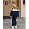 Arshiner Boys Clothes Color Block Sweatshirt & Casual Pants 2Pcs Fall Winter Outfits Set for Kids 2-12 Years(Brown & Beige Stripe)