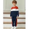 Arshiner Boys Clothes Color Block Sweatshirt & Casual Pants 2Pcs Fall Winter Outfits Set for Kids 2-12 Years(Red & White Stripe)