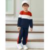 Arshiner Boys Clothes Color Block Sweatshirt & Casual Pants 2Pcs Fall Winter Outfits Set for Kids 2-12 Years(Red & White Stripe)