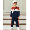 Arshiner Boys Clothes Color Block Sweatshirt & Casual Pants 2Pcs Fall Winter Outfits Set for Kids 2-12 Years(Red & White Stripe)