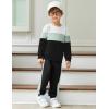 Arshiner Boys Clothes Color Block Sweatshirt & Casual Pants 2Pcs Fall Winter Outfits Set for Kids 2-12 Years(White & Green Stripe)