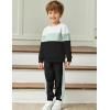 Arshiner Boys Clothes Color Block Sweatshirt & Casual Pants 2Pcs Fall Winter Outfits Set for Kids 2-12 Years(White & Green Stripe)