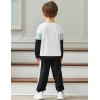Arshiner Boys Clothes Color Block Sweatshirt & Casual Pants 2Pcs Fall Winter Outfits Set for Kids 2-12 Years(White & Green Stripe)