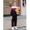Arshiner Boys Clothes Color Block Sweatshirt & Casual Pants 2Pcs Fall Winter Outfits Set for Kids 2-12 Years(White & Red Stripe)