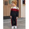 Arshiner Boys Clothes Color Block Sweatshirt & Casual Pants 2Pcs Fall Winter Outfits Set for Kids 2-12 Years(White & Red Stripe)