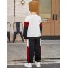 Arshiner Boys Clothes Color Block Sweatshirt & Casual Pants 2Pcs Fall Winter Outfits Set for Kids 2-12 Years(White & Red Stripe)