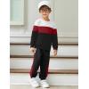Arshiner Boys Clothes Color Block Sweatshirt & Casual Pants 2Pcs Fall Winter Outfits Set for Kids 2-12 Years(White & Red Stripe)